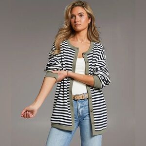 BKE Striped Oversized Cardigan